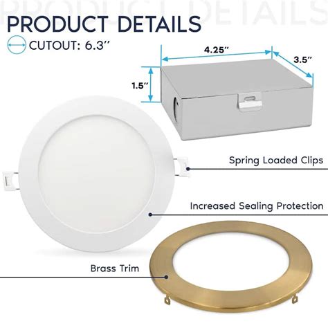 LUXRITE 6 Inch Ultra Thin LED Recessed Light with J